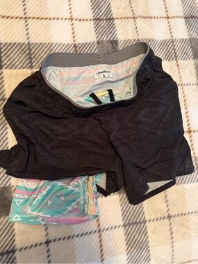 chubbies Black Shorts with Pastel Aztec Liner